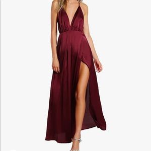 SheIn maxi gown in burgundy